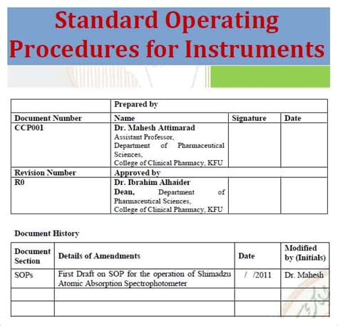 Standard Operating Procedure Template | Simple SOP Template