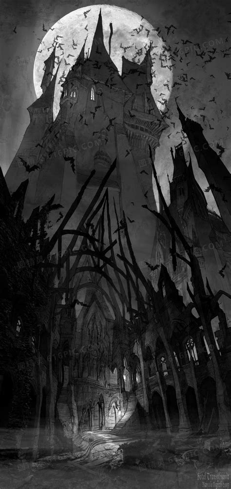 万圣节大型场景恶魔城堡分层元素素材图片免费下载-千库网