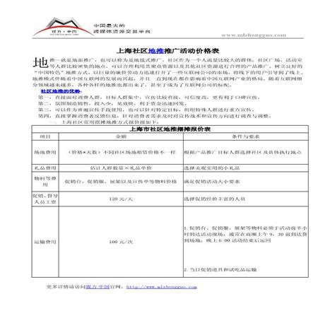 地产策划-上海社区地推推广活动价格表.pdf_工程项目管理资料_土木在线