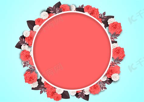 红色圆形母亲节花卉装饰背景图片免费下载-千库网