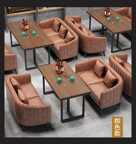 工业风卡座沙发酒吧餐厅复古铁艺烧烤火锅店商用定制清吧桌椅组合-阿里巴巴