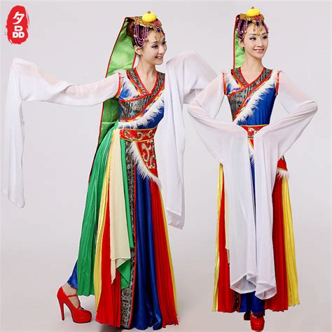 藏族衣服女演出服民族风藏装女新款舞蹈套装服装水袖卓玛成人2018_虎窝淘