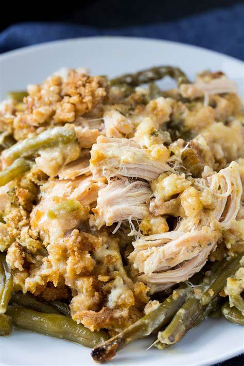 Crock Pot Chicken and Stuffing with Green Beans - Spicy Southern Kitchen