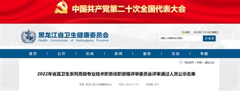 2022年黑龙江省直卫生系列高级专业技术职务任职资格评审委员会评审通过人员公示名单