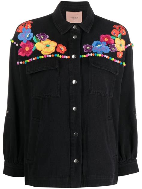 TWINSET floral-embroidered Shirt Jacket - Farfetch