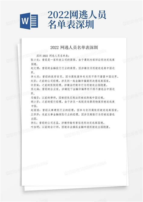 2022网逃人员名单表深圳Word模板下载_编号lwxgggyx_熊猫办公
