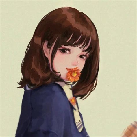 甜美女生插画头像真人