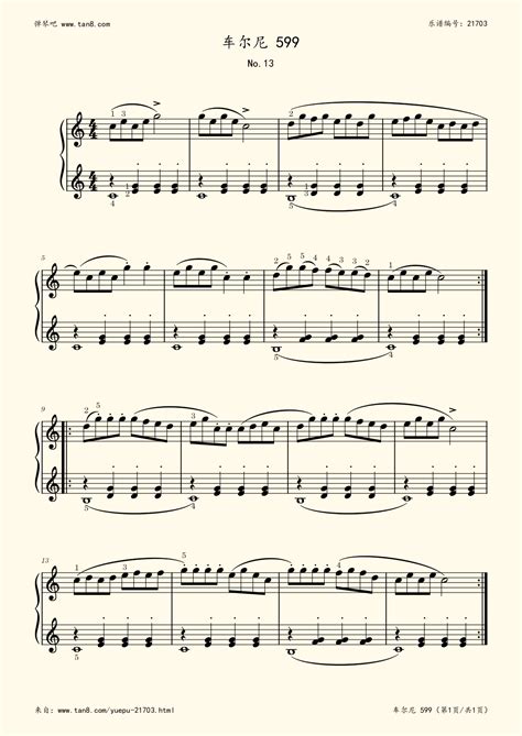 《车尔尼599 NO.13,钢琴谱》车尔尼|弹琴吧|钢琴谱|吉他谱|钢琴曲|乐谱|五线谱|高清免费下载|蛐蛐钢琴网