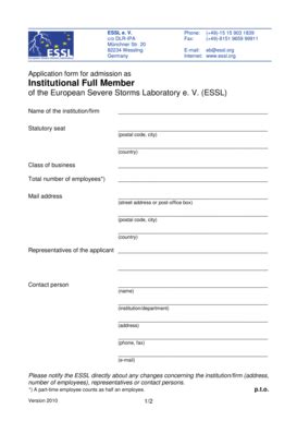 Fillable Online essl Application form for admission as - European ...