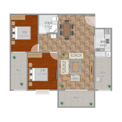 两房改三房 按照实际可行尺寸改成像后边那张图一样的三室 - 酷家乐