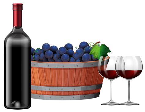 Vino rosso con un barile di uva illustartion 299217 Arte vettoriale a Vecteezy