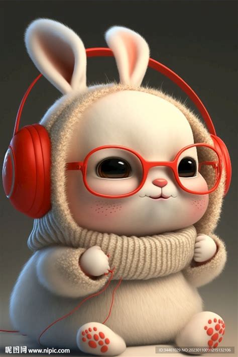 2023听音乐可爱喜庆兔子头像设计图__动漫人物_动漫动画_设计图库_昵图网nipic.com