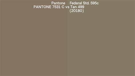 Pantone 7531 C vs Federal Std. 595c Tan 499 (20180) side by side comparison