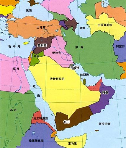 高清中东地区石油产区分布图大图_世界地理地图_初高中地理网