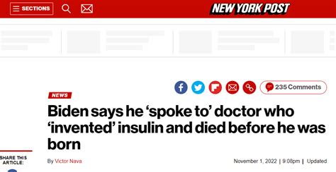 美媒：拜登说与胰岛素“发明”者谈过，但发现者已于拜登出生前去世
