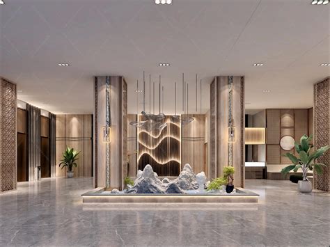 郑州清枫白露网红酒店大厅设计效果图 - 金博大建筑装饰集团公司