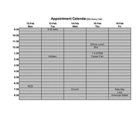 Printable Doctor Appointment Log