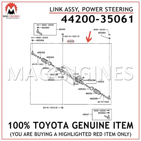 44200-35061 TOYOTA GENUINE LINK ASSY, POWER STEERING 4420035061 – Mag ...