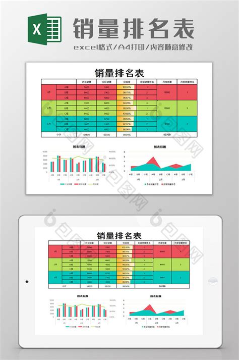 销量排名表Excel模板下载-包图网