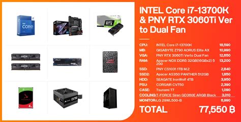 INTEL Core i7-13700K & PNY RTX 3060Ti Verto Dual Fan - จัดสเปค - Notebookspec