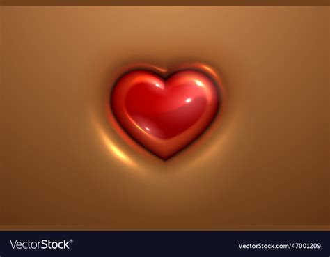Red heart shape on golden background Royalty Free Vector