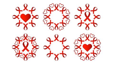 Premium Vector | Aids red ribbon design collection red ribbon with heart