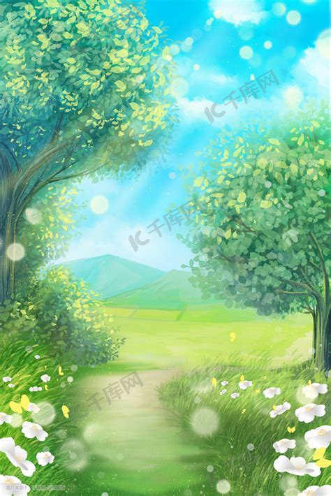 立夏夏天夏季树林风景插画图片-千库网