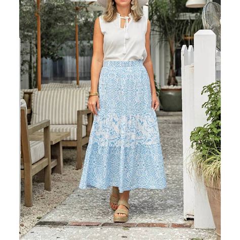 Designer LA MER LUXE Fiji Maya Bermuda Midi Skirt In Blue | Grailed