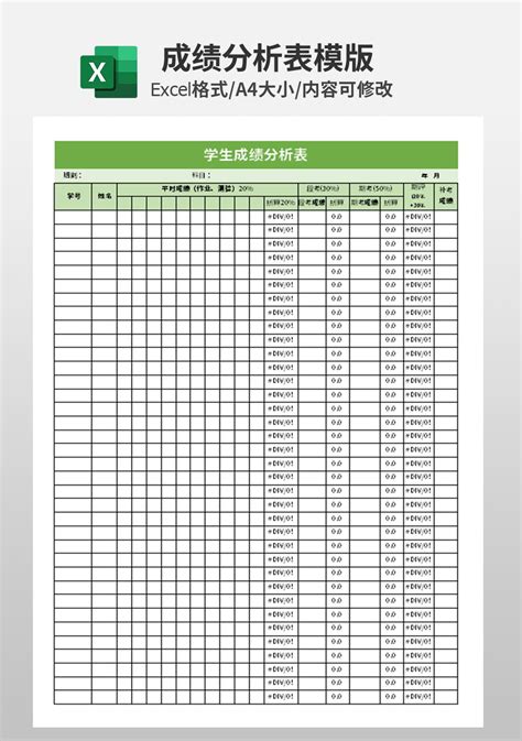精美学生成绩分析表Excel模板下载_熊猫办公