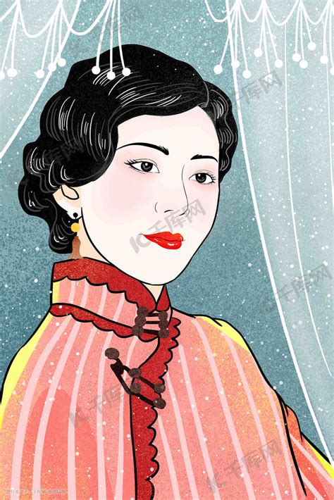 民国温柔手绘头像女生