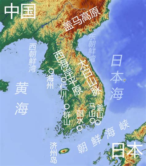 朝鲜半岛地形图图片