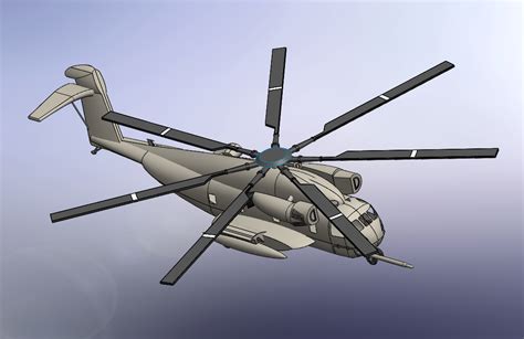 【飞行模型】Sikorsky CH-53E涡喷直升机飞机简易模型3D图纸 Solidworks设计_SolidWorks-仿真秀干货文章