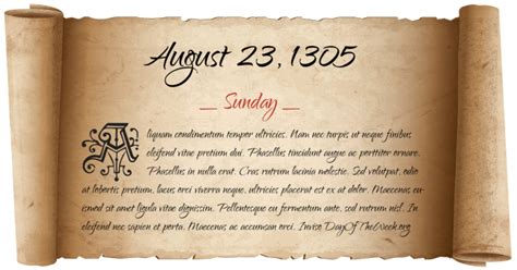 What Day Of The Week Was August 23, 1305?