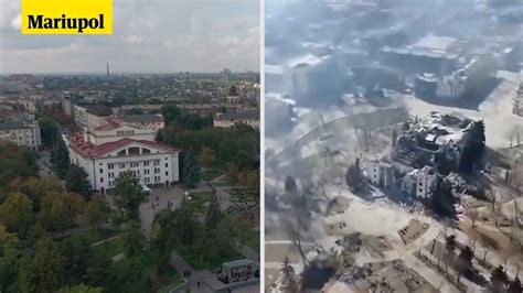 航拍乌克兰城市战争前后对比，40天从宜居地变废墟，画面令人心酸_腾讯视频