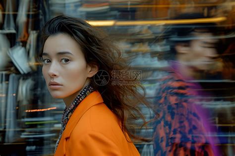 橘色外套甜美女生头像