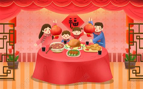 新年春节过节主题之古风放鞭炮插画图片-千库网