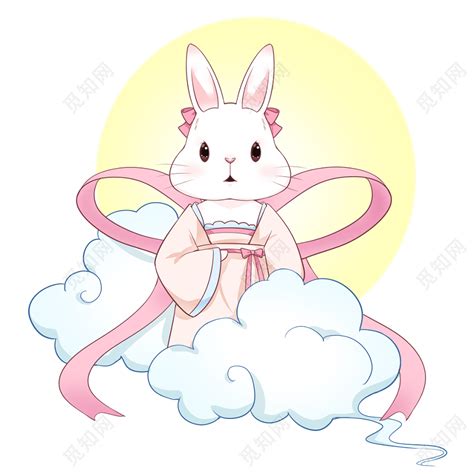 手绘卡通中秋节兔子素材免费下载 - 觅知网