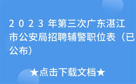 2023年第三次广东湛江市公安局招聘辅警职位表（已公布）