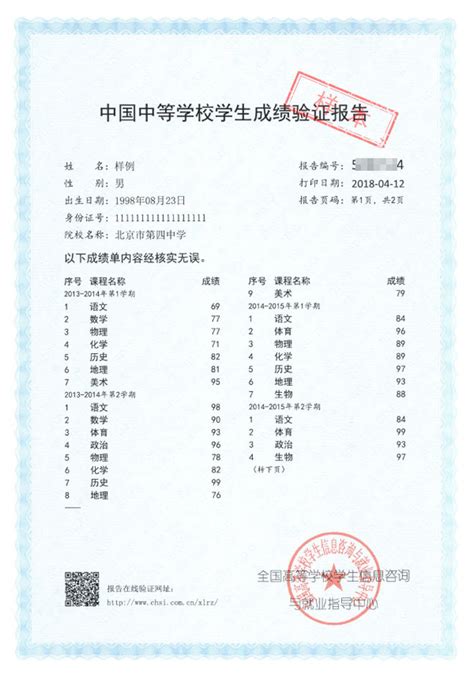 中考成绩单图片
