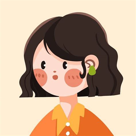 甜美女生扁平画像头像