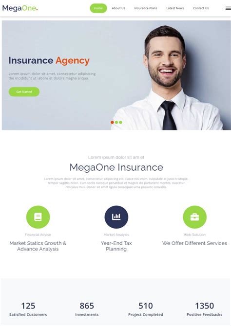 保险行业网站源码，大气的保险公司网页设计-17素材网