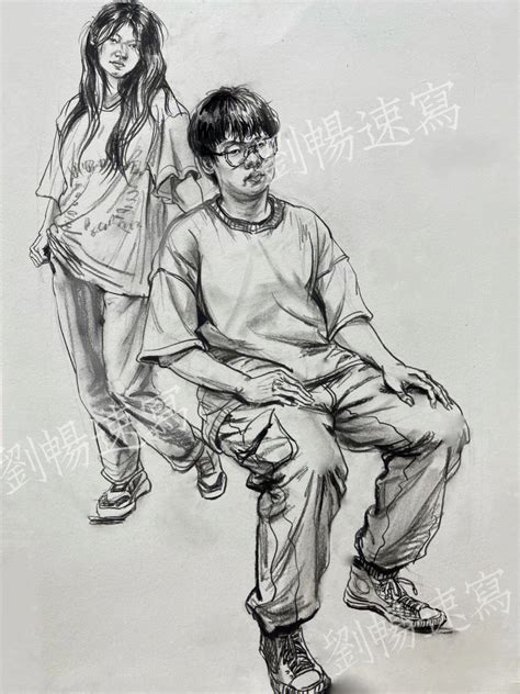 速写双人图片