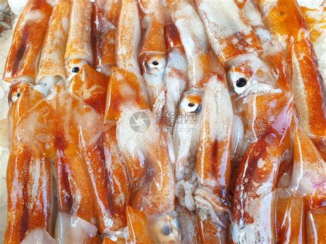 厨师自然冰上新鲜的鱿鱼Totani在冰上出售鱼用新鲜海产食品在当地市场销售摊位卖高清图片下载-正版图片307804633-摄图网