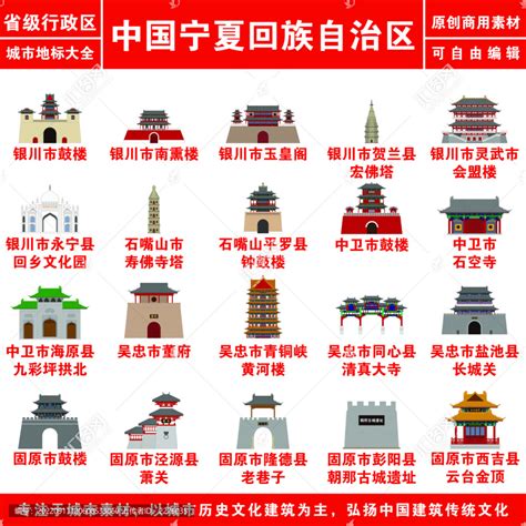 中国宁夏回族自治区地标,宣传画册,画册/宣传单/广告,设计模板,汇图网www.huitu.com