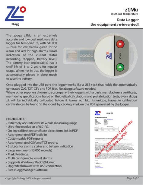 (PDF) Data Logger the equipment re-invented! z1Mu multi-use Temperature ...