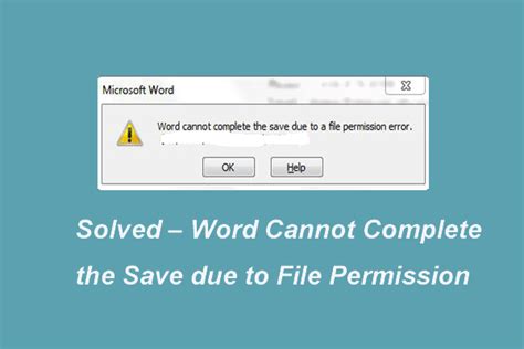 Solved – Word Cannot Complete the Save due to File Permission