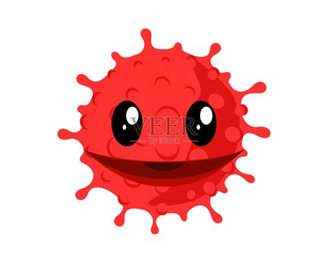 冠状病毒表情符号卡哇伊的脸。有趣可爱的冠状病毒字符符号。微笑的新冠病毒感染吉祥物。向量孤立的插图插画图片素材_ID:412396564-Veer图库