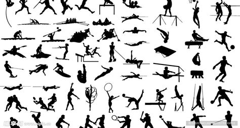 黑白各种体育运动动作设计图__体育运动_文化艺术_设计图库_昵图网nipic.com