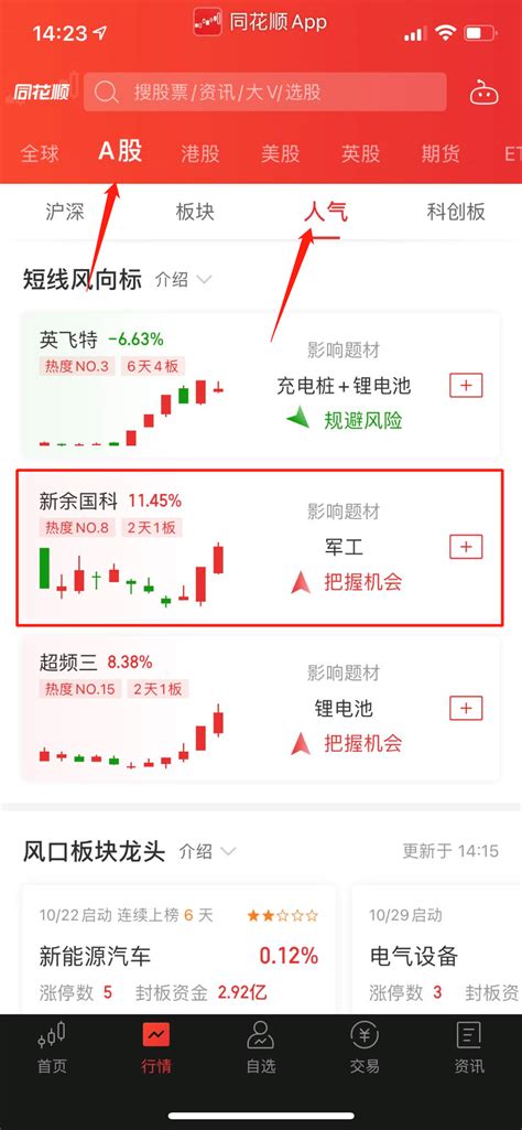 手机版同花顺中如何将短期风向标股票加入自选股？ | 跟单网gendan5.com