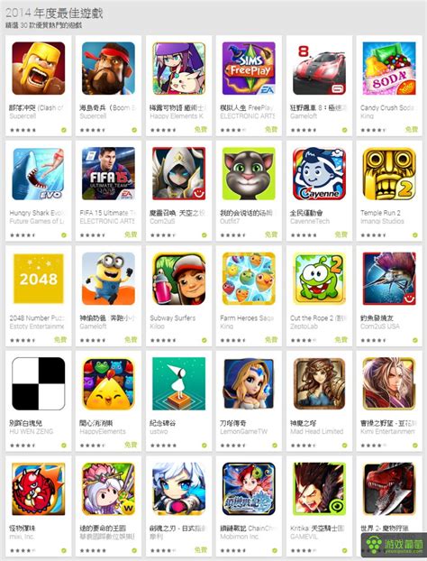 台湾 Google Play 公布 30 款 2014 年度最佳游戏 - 游戏葡萄